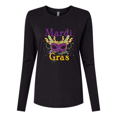 Mardi Gras Mask Celebration Fat Tuesday Gift Fleur De Lis Womens Cotton Relaxed Long Sleeve T-Shirt