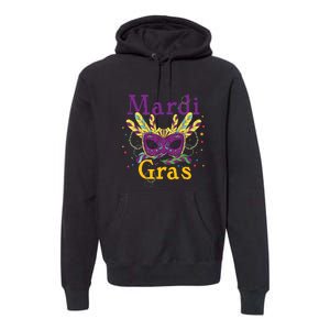 Mardi Gras Mask Celebration Fat Tuesday Gift Fleur De Lis Premium Hoodie