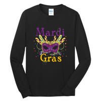 Mardi Gras Mask Celebration Fat Tuesday Gift Fleur De Lis Tall Long Sleeve T-Shirt