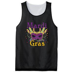 Mardi Gras Mask Celebration Fat Tuesday Gift Fleur De Lis Mesh Reversible Basketball Jersey Tank