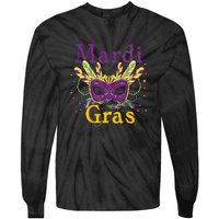 Mardi Gras Mask Celebration Fat Tuesday Gift Fleur De Lis Tie-Dye Long Sleeve Shirt