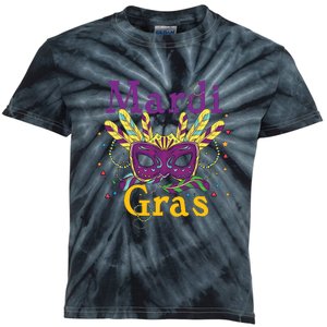 Mardi Gras Mask Celebration Fat Tuesday Gift Fleur De Lis Kids Tie-Dye T-Shirt