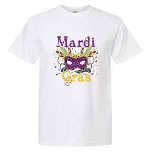 Mardi Gras Mask Celebration Fat Tuesday Gift Fleur De Lis Garment-Dyed Heavyweight T-Shirt