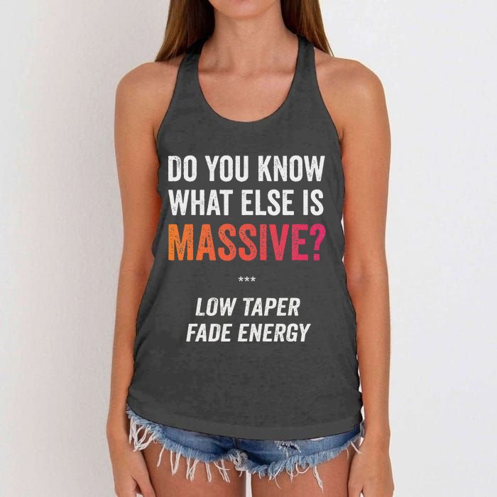 Massive Gaming Meme Funny Low Taper Fade Energy Meme Women's Knotted Racerback Tank