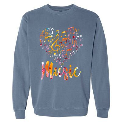 Musician Gift Musical Instrut Music Notes Treble Clef Gift Garment-Dyed Sweatshirt