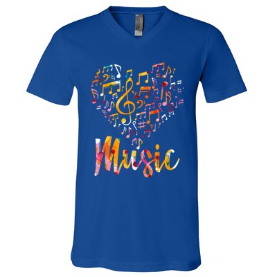 Musician Gift Musical Instrut Music Notes Treble Clef Gift V-Neck T-Shirt