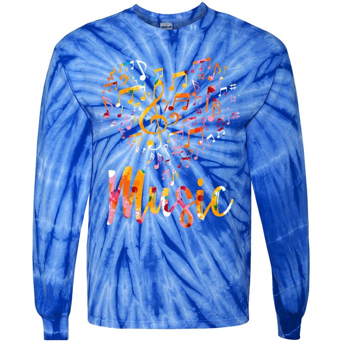 Musician Gift Musical Instrut Music Notes Treble Clef Gift Tie-Dye Long Sleeve Shirt