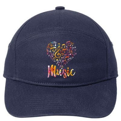 Musician Gift Musical Instrut Music Notes Treble Clef Gift 7-Panel Snapback Hat