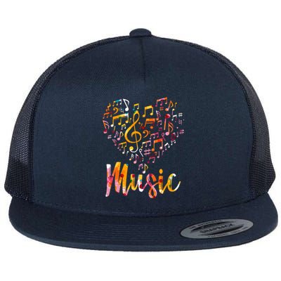 Musician Gift Musical Instrut Music Notes Treble Clef Gift Flat Bill Trucker Hat