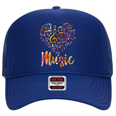 Musician Gift Musical Instrut Music Notes Treble Clef Gift High Crown Mesh Back Trucker Hat