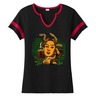 Medusa Greek Mythology Gorgo Ladies Halftime Notch Neck Tee