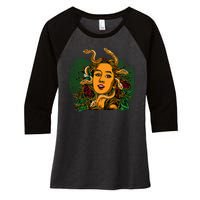 Medusa Greek Mythology Gorgo Women's Tri-Blend 3/4-Sleeve Raglan Shirt