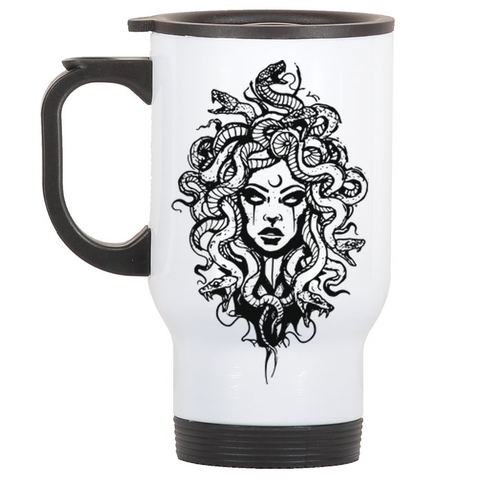 Medusa Greek Mythology Strong Women Rights Feminist Stainless Steel Travel Mug