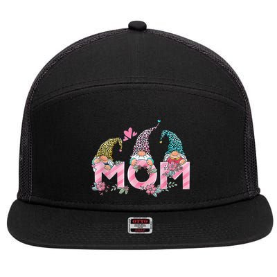Mom Gnome Mother's Day Cute Gift 7 Panel Mesh Trucker Snapback Hat