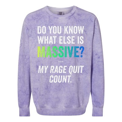 Massive Gaming Meme Rage Quit Gamers Humor Funny Gamer Colorblast Crewneck Sweatshirt