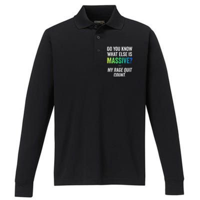 Massive Gaming Meme Rage Quit Gamers Humor Funny Gamer Performance Long Sleeve Polo