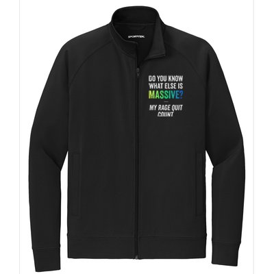 Massive Gaming Meme Rage Quit Gamers Humor Funny Gamer Stretch Full-Zip Cadet Jacket