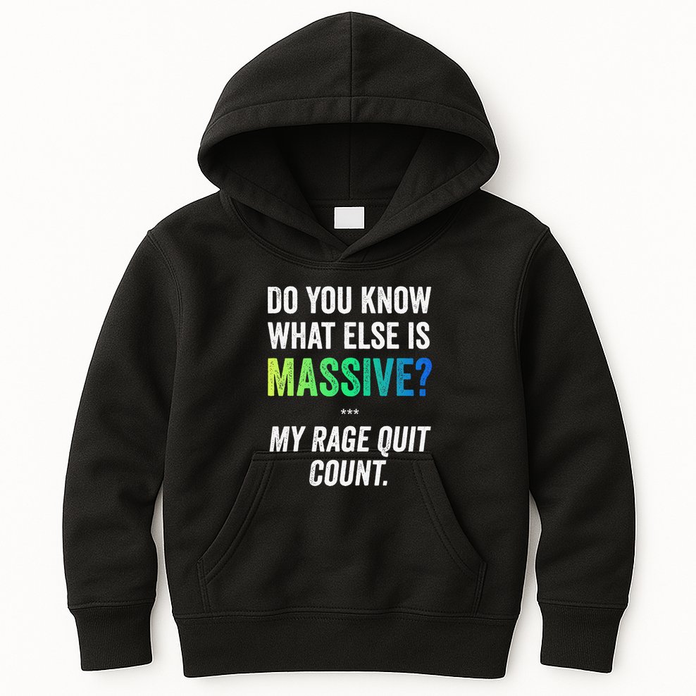 Massive Gaming Meme Rage Quit Gamers Humor Funny Gamer Kids Hoodie