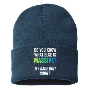 Massive Gaming Meme Rage Quit Gamers Humor Funny Gamer Sustainable Knit Beanie