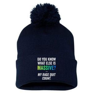 Massive Gaming Meme Rage Quit Gamers Humor Funny Gamer Pom Pom 12in Knit Beanie