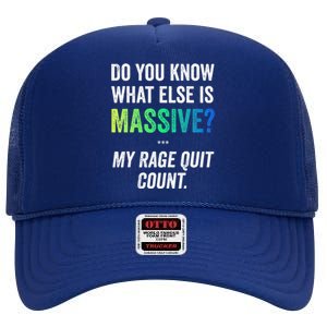 Massive Gaming Meme Rage Quit Gamers Humor Funny Gamer High Crown Mesh Back Trucker Hat