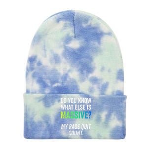 Massive Gaming Meme Rage Quit Gamers Humor Funny Gamer Tie Dye 12in Knit Beanie