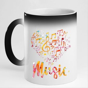 Musician Gift Musical Instrument Music Notes Treble Clef 11oz Black Color Changing Mug