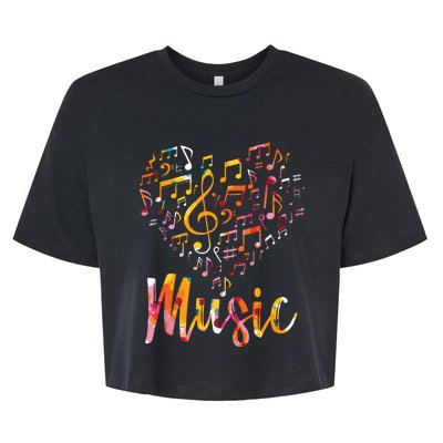 Musician Gift Musical Instrument Music Notes Treble Clef Bella+Canvas Jersey Crop Tee