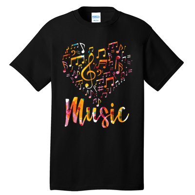 Musician Gift Musical Instrument Music Notes Treble Clef Tall T-Shirt