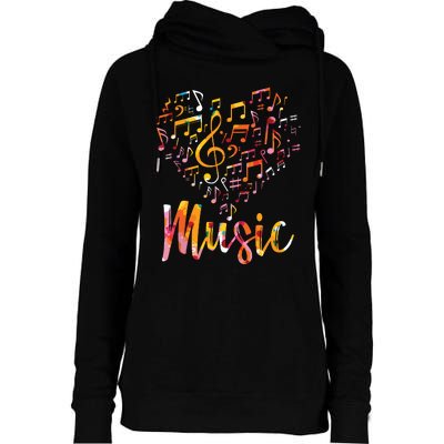 Musician Gift Musical Instrument Music Notes Treble Clef Womens Funnel Neck Pullover Hood