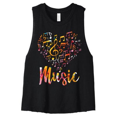 Musician Gift Musical Instrument Music Notes Treble Clef Women's Racerback Cropped Tank