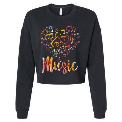 Musician Gift Musical Instrument Music Notes Treble Clef Cropped Pullover Crew