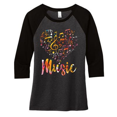 Musician Gift Musical Instrument Music Notes Treble Clef Women's Tri-Blend 3/4-Sleeve Raglan Shirt