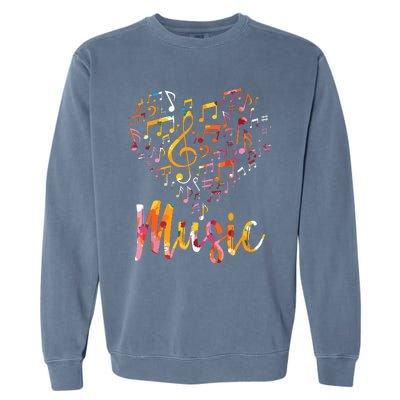 Musician Gift Musical Instrument Music Notes Treble Clef Garment-Dyed Sweatshirt