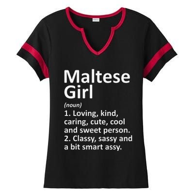 MALTESE GIRL MALTA Gift Funny Country Home Roots Descent Ladies Halftime Notch Neck Tee