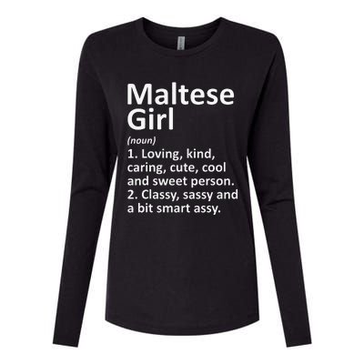 MALTESE GIRL MALTA Gift Funny Country Home Roots Descent Womens Cotton Relaxed Long Sleeve T-Shirt