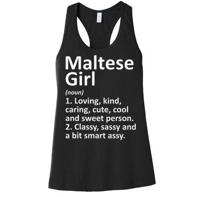 MALTESE GIRL MALTA Gift Funny Country Home Roots Descent Women's Racerback Tank