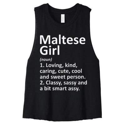 MALTESE GIRL MALTA Gift Funny Country Home Roots Descent Women's Racerback Cropped Tank