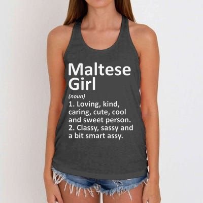 MALTESE GIRL MALTA Gift Funny Country Home Roots Descent Women's Knotted Racerback Tank