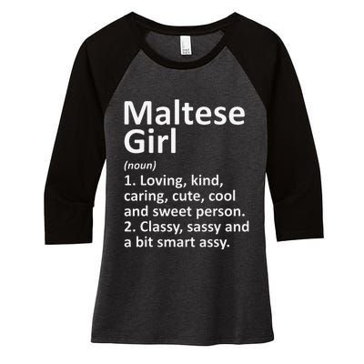 MALTESE GIRL MALTA Gift Funny Country Home Roots Descent Women's Tri-Blend 3/4-Sleeve Raglan Shirt