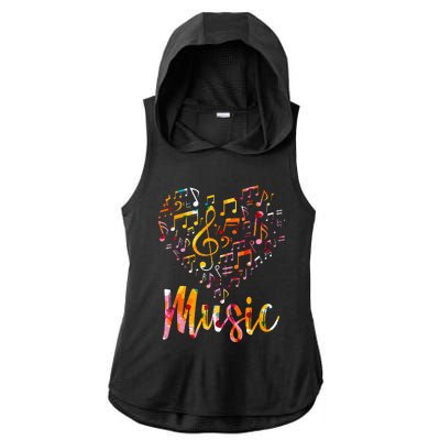 Musician Gift Musical Instrument Music Notes Treble Clef Ladies PosiCharge Tri-Blend Wicking Draft Hoodie Tank