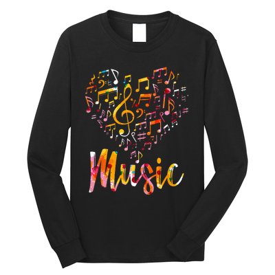 Musician Gift Musical Instrument Music Notes Treble Clef Long Sleeve Shirt