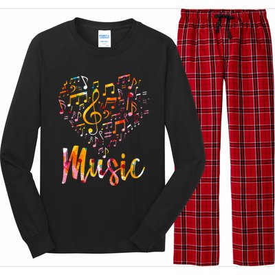 Musician Gift Musical Instrument Music Notes Treble Clef Long Sleeve Pajama Set