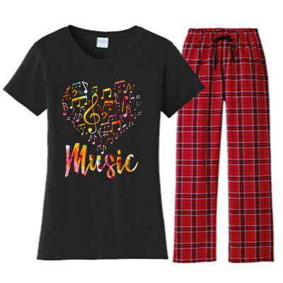 Musician Gift Musical Instrument Music Notes Treble Clef Women's Flannel Pajama Set