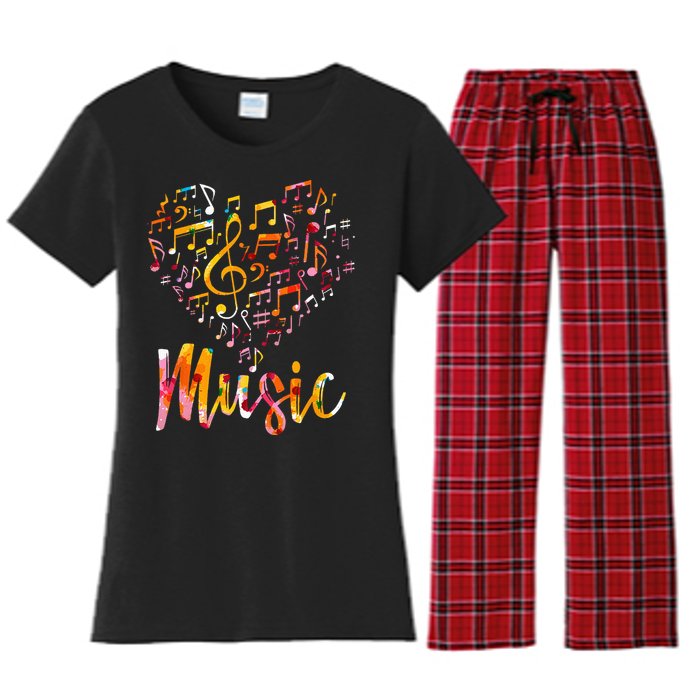 Musician Gift Musical Instrument Music Notes Treble Clef Women's Flannel Pajama Set