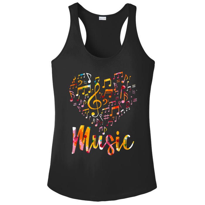 Musician Gift Musical Instrument Music Notes Treble Clef Ladies PosiCharge Competitor Racerback Tank