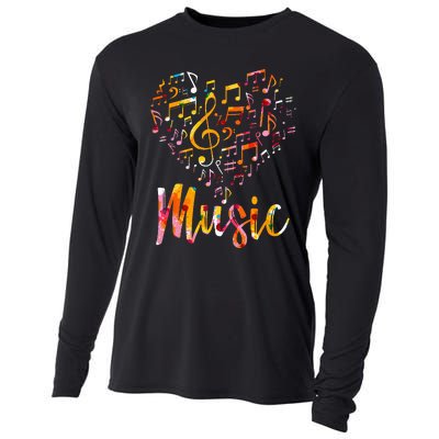 Musician Gift Musical Instrument Music Notes Treble Clef Cooling Performance Long Sleeve Crew