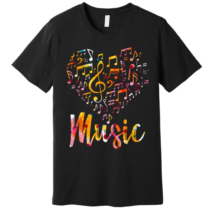 Musician Gift Musical Instrument Music Notes Treble Clef Premium T-Shirt