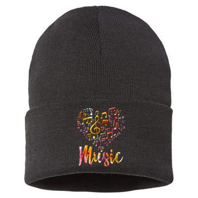 Musician Gift Musical Instrument Music Notes Treble Clef Sustainable Knit Beanie