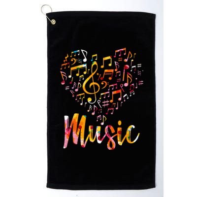 Musician Gift Musical Instrument Music Notes Treble Clef Platinum Collection Golf Towel